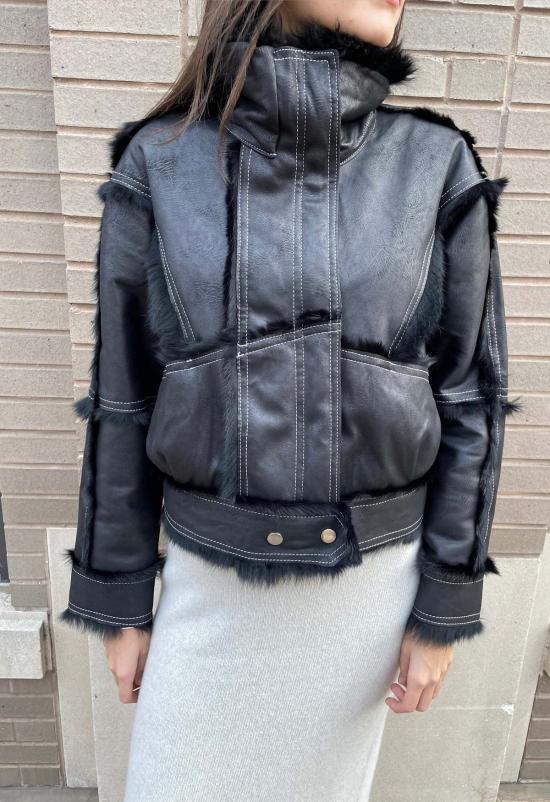  더 엔케이씨 스토어 가죽 자켓 NKC 스토어 인조 가죽 토끼털 재킷 - The NKC Store