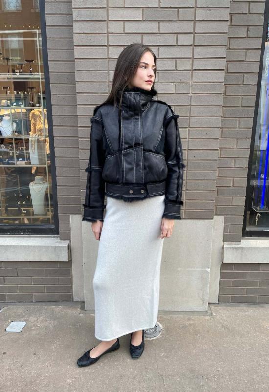  더 엔케이씨 스토어 가죽 자켓 NKC 스토어 인조 가죽 토끼털 재킷