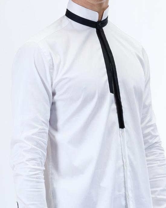 26SS 칼라거펠트 긴팔 셔츠 605108 554602 V60 19 BIANCO NERO - KARL LAGERFELD