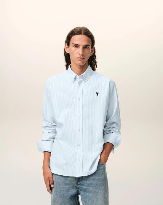 26SS 아미 긴팔 셔츠 HSH763CO0087 475 Bleu ciel blanc naturel - AMI