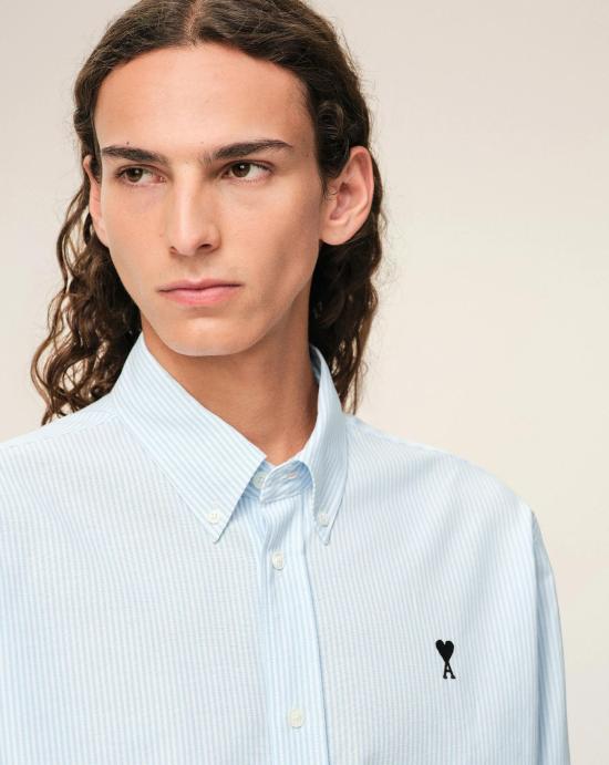 26SS 아미 긴팔 셔츠 HSH763CO0087 475 Bleu ciel blanc naturel - AMI