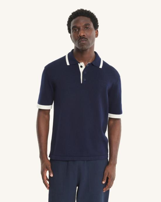 26SS 메종키츠네 코튼 니트 컴포트 폴로셔츠 QM00208KT1135 0413 Classic navy - MAISON KITSUNE