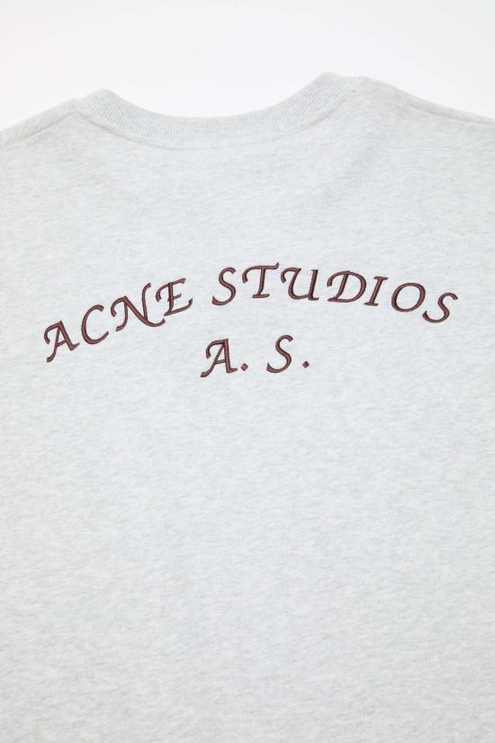  아크네 스튜디오 긴팔 티셔츠 헨리넥 스웨트셔츠 페일 그레이 멜란지 - ACNE STUDIOS