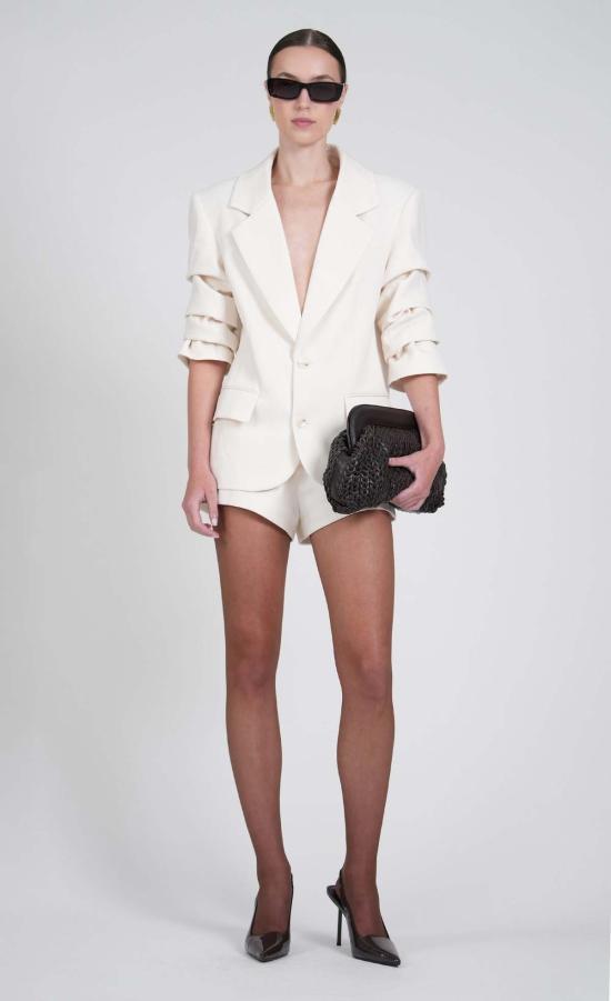  논살란트 레이블 수트 자켓 무심한 라벨 로마 블레이저 바닐라