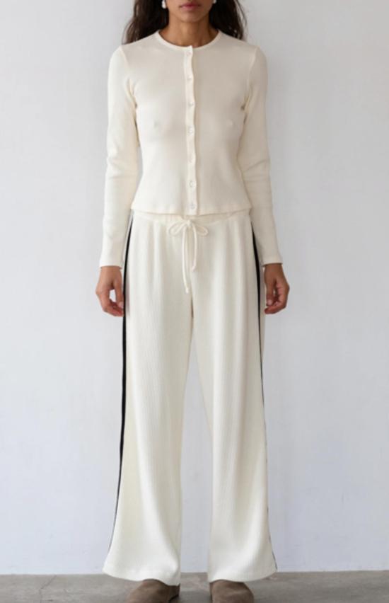  도니 크롭 팬츠 써멀 크롭 스트라이프 팬츠 - DONNI.