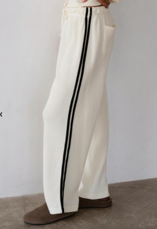  도니 크롭 팬츠 써멀 크롭 스트라이프 팬츠