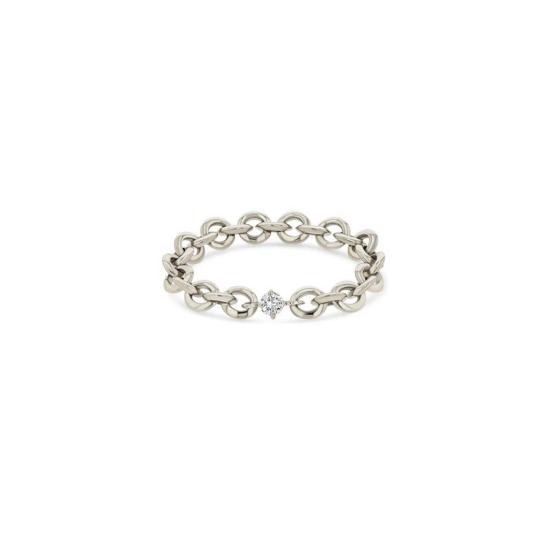  리지 맨들러 파인 주얼리 반지 마이크로 체인 링, 중앙의 작은 다이아몬드 링 - LIZZI MANDLER FINE JEWELRY