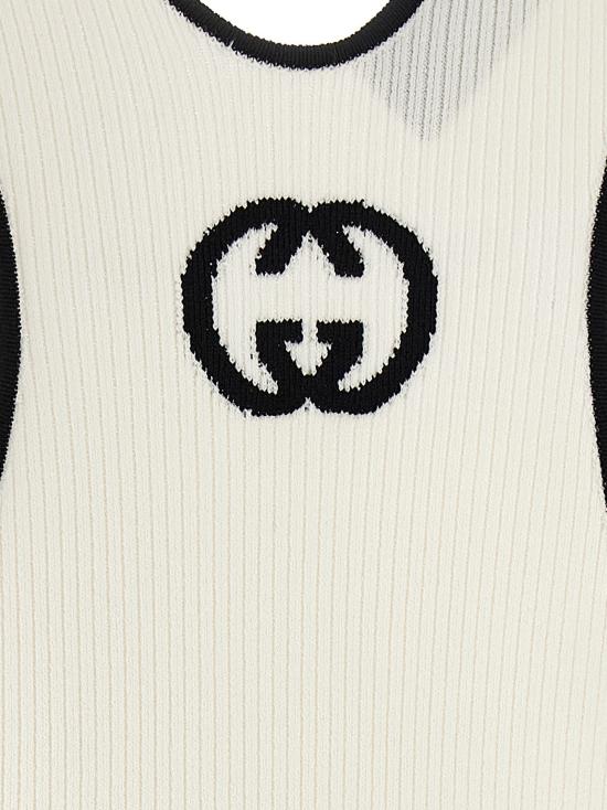 26SS 구찌 미디 원피스 856221XKFCZ9232 White Black - GUCCI