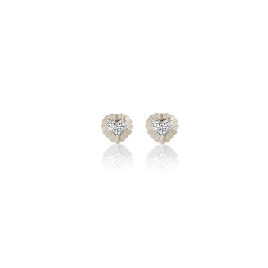  리지 맨들러 파인 주얼리 이어링 미니 플루티드 버튼 스터드 하트 - LIZZI MANDLER FINE JEWELRY