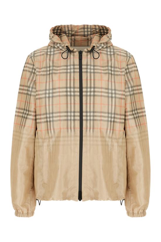 26SS 버버리 그라디언트 체크 후드 자켓 8118831 B9368 SAND IP CHECK