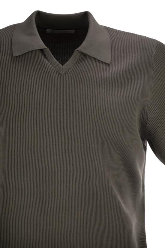 26SS 브루넬로 쿠치넬리 잉글리시 립 코튼 니트 폴로셔츠 M29400015 CXS05 KHAKI - BRUNELLO CUCINELLI