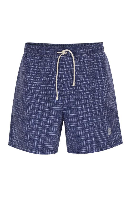 26SS 브루넬로 쿠치넬리 플라워 프린트 나일론 수영복 MR847043 CN887 BLUE