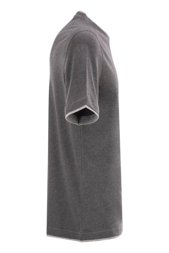 26SS 브루넬로 쿠치넬리 레이어링 코튼 저지 크루넥 티셔츠 M0B137451G CI900 GREY - BRUNELLO CUCINELLI