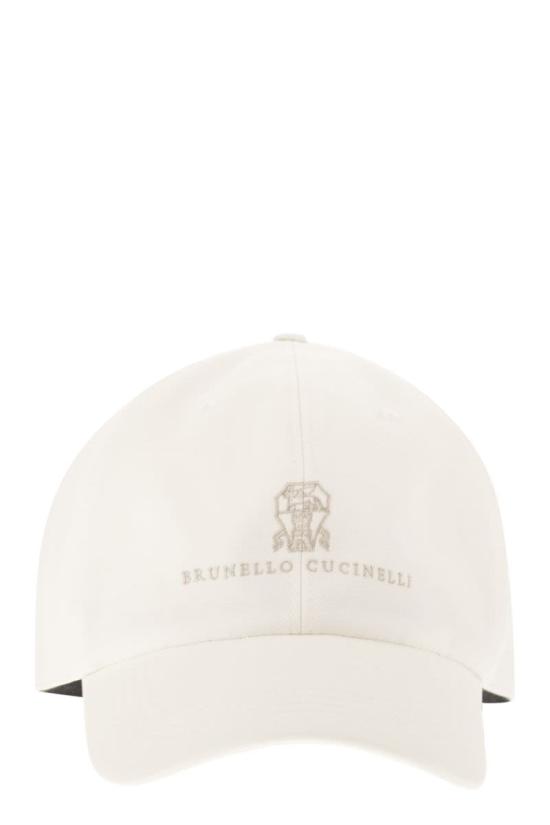 26SS 브루넬로 쿠치넬리 로고 자수 베이스볼 캡 M252D9850 CBN53 WHITE