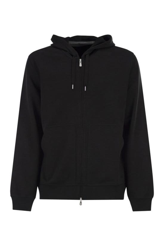 26SS 브루넬로 쿠치넬리 테크노 코튼 플리스 후드 집업 MW8639069G C101 BLACK