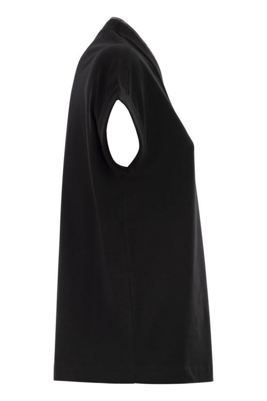  브루넬로 쿠치넬리 반팔 티셔츠 AB011490 C101 BLACK - BRUNELLO CUCINELLI