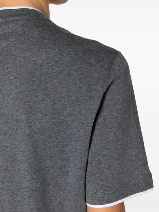 26SS 브루넬로 쿠치넬리 자수 로고 티셔츠 M0B137427 CE610 DARK GREY - BRUNELLO CUCINELLI