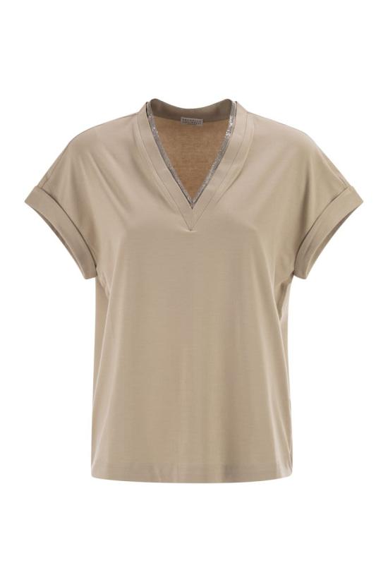 26SS 브루넬로 쿠치넬리 반팔 티셔츠 M0T18BD222 C8539 BEIGE