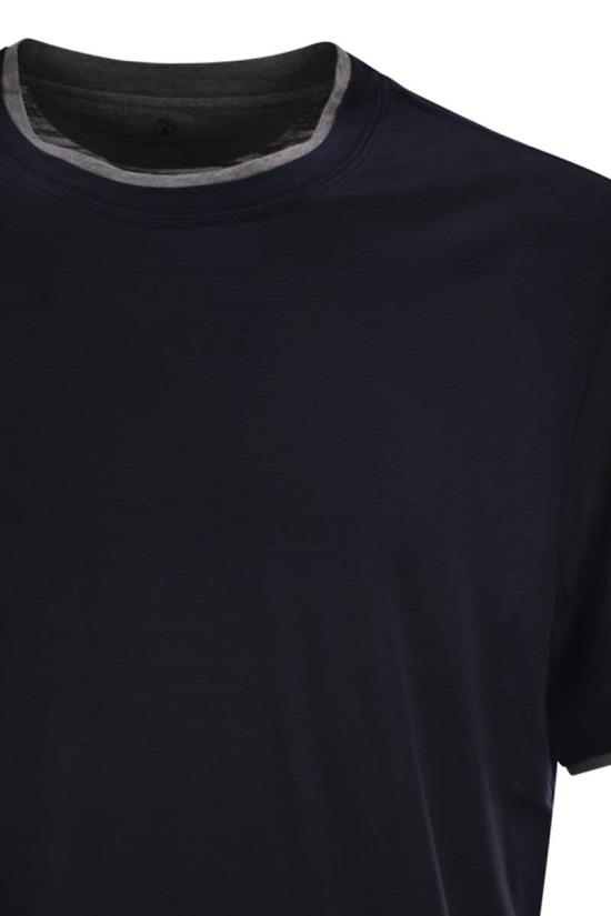 26SS 브루넬로 쿠치넬리 페이크 레이어링 티셔츠 MD8217427 CW893 NAVY - BRUNELLO CUCINELLI