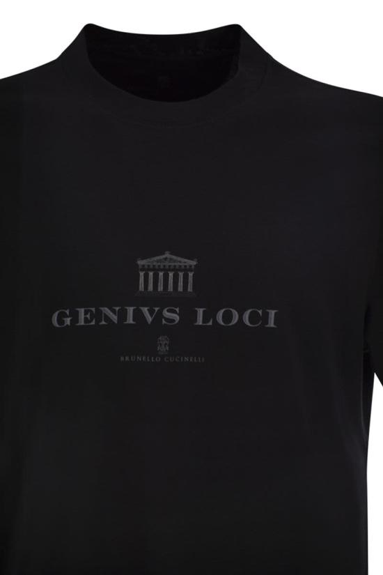26SS 브루넬로 쿠치넬리 크루넥 프린트 코튼 저지 티셔츠 M0B138520 CKP88 BLACK - BRUNELLO CUCINELLI