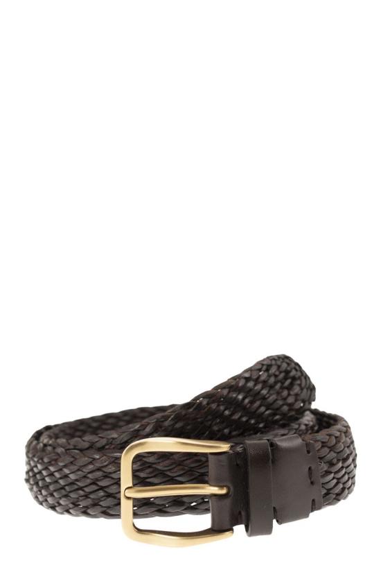 26SS 브루넬로 쿠치넬리 가죽 벨트 MAUFB344 C6074 DARK BROWN