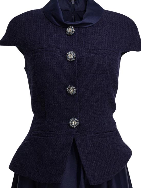 26SS 셀프 포트레이트 미디 원피스 RS26161MNNAVY BLUE - SELF PORTRAIT