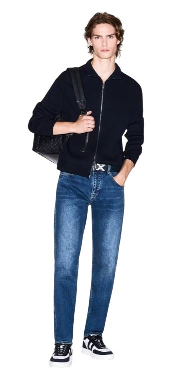 25FW 알마니 집업 니트 XM000912 Blue - ARMANI