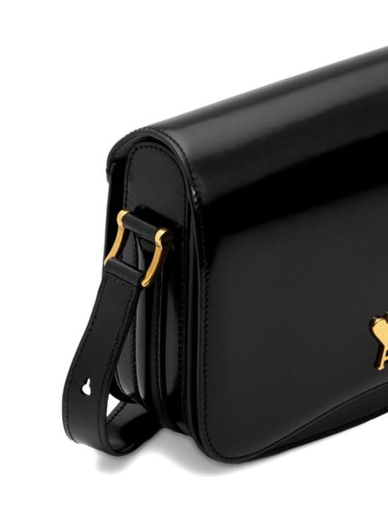 26SS 아미 스몰 하트 로고 글레이즈드 레더 파리 백 ULL717 AL0139 001 Black - AMI