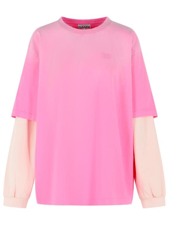 26SS 가니 헤비 코튼 저지 롱슬리브 위시드 이펙트 티셔츠 A1050044868 Pink