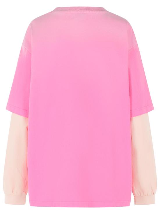 26SS 가니 헤비 코튼 저지 롱슬리브 위시드 이펙트 티셔츠 A1050044868 Pink - GANNI