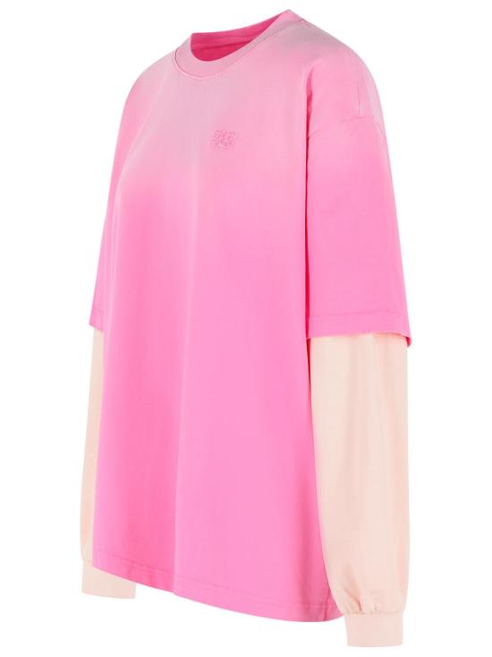 26SS 가니 헤비 코튼 저지 롱슬리브 위시드 이펙트 티셔츠 A1050044868 Pink - GANNI