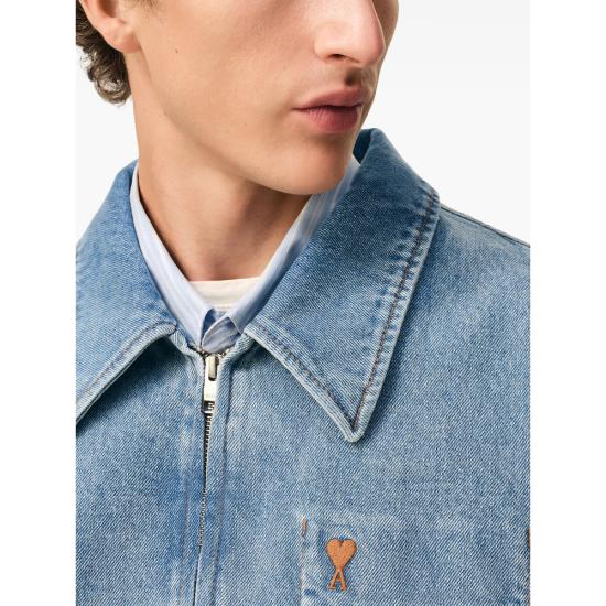 26SS 아미 스몰 하트 로고 코튼 지퍼 자켓 HJK835 DE0046 480 BLUE - AMI