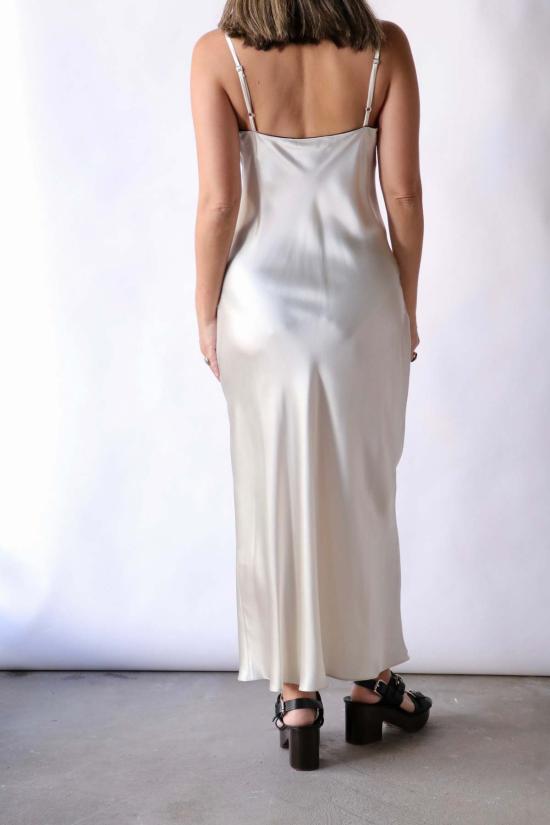  사블린 롱 원피스 테일러 실크 드레스 가데니아/블랙 - SABLYN