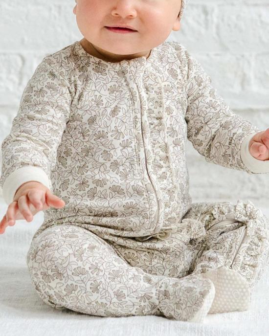  [키즈] colored organics 라운지 웨어 키즈 컬러 오가닉스 네브 러플 플로럴 지퍼 슬리퍼 - OTHER BRANDS