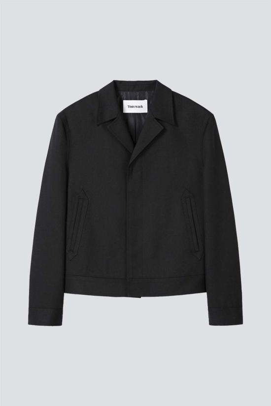  토니웩 자켓 토니왁 블랙 울 크롭 테일러드 블라우스 재킷 - TONYWACK