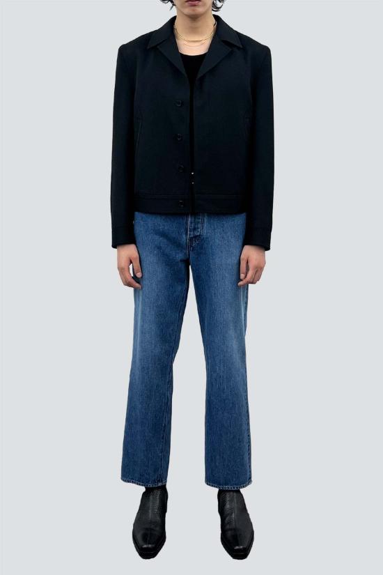  토니웩 자켓 토니왁 블랙 울 크롭 테일러드 블라우스 재킷 - TONYWACK