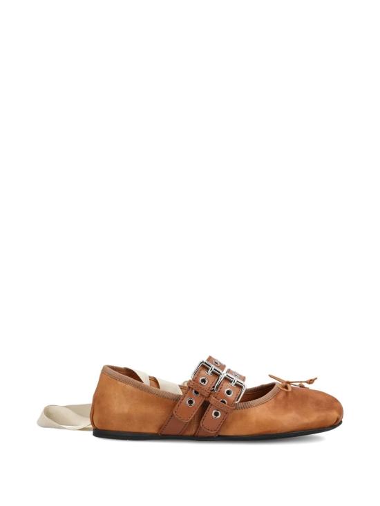 26SS 미우미우 플랫 슈즈 5F466A 3ZLVF098L Brown
