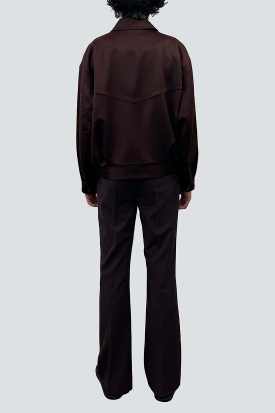  토니웩 봄버 자켓 토니왁 다크 버건디 울 비스코스 오버사이즈 봄버 재킷 - TONYWACK