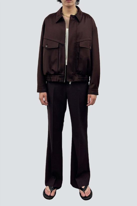  토니웩 봄버 자켓 토니왁 다크 버건디 울 비스코스 오버사이즈 봄버 재킷 - TONYWACK