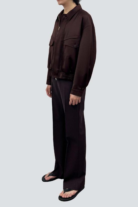  토니웩 봄버 자켓 토니왁 다크 버건디 울 비스코스 오버사이즈 봄버 재킷 - TONYWACK