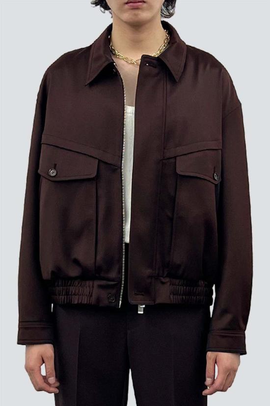  토니웩 봄버 자켓 토니왁 다크 버건디 울 비스코스 오버사이즈 봄버 재킷