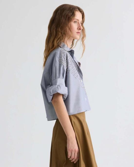  티더블유피 셔츠 Twp Next Ex 셔츠 크리스탈 장식 화이트 미드나잇 - TWP