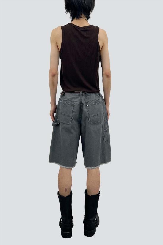  토니웩 숏팬츠 토니왁 페이디드 카본 핸드 디스트레스드 HBT 더블 니 쇼츠 - TONYWACK