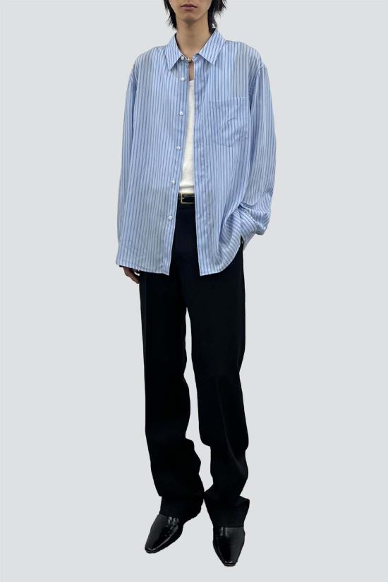  토니웩 긴팔 셔츠 토니왁 스카이블루 스트라이프 라이오셀 셔츠 - TONYWACK