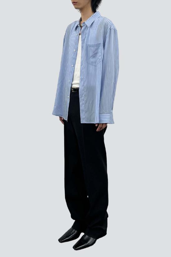  토니웩 긴팔 셔츠 토니왁 스카이블루 스트라이프 라이오셀 셔츠 - TONYWACK