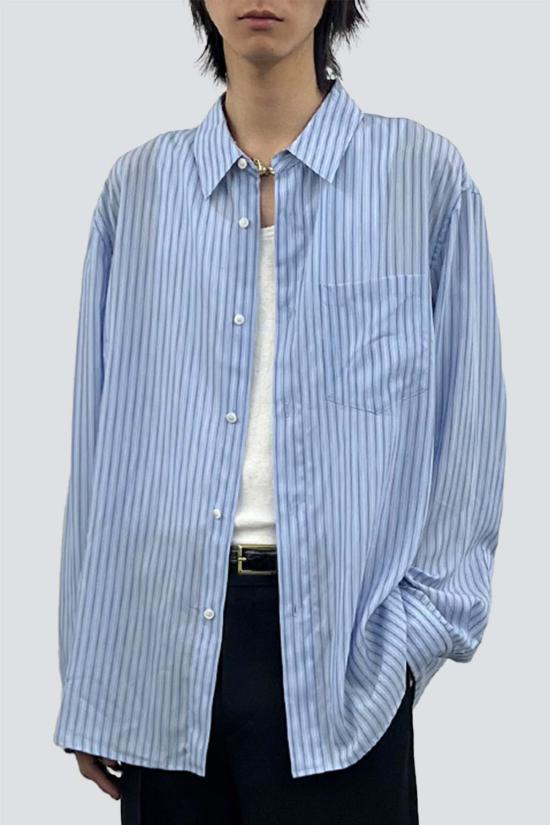  토니웩 긴팔 셔츠 토니왁 스카이블루 스트라이프 라이오셀 셔츠
