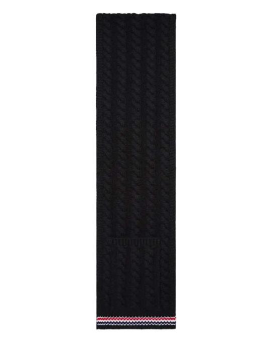  톰브라운 머플러/스카프 톰 브라운 캐시미어 베이비 케이블 스티치 RWB 스트라이프 포켓 스카프 블랙