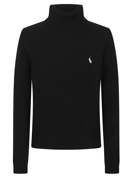 25FW 폴로 랄프로렌 울 캐시미어 케이블 니트 터틀넥 211888686 001 Black