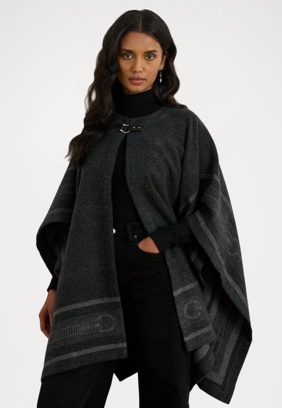 25FW 랄프 로렌 BLTNG 자카드 울 블렌드 판초 454960134004 Grey - RALPH LAUREN