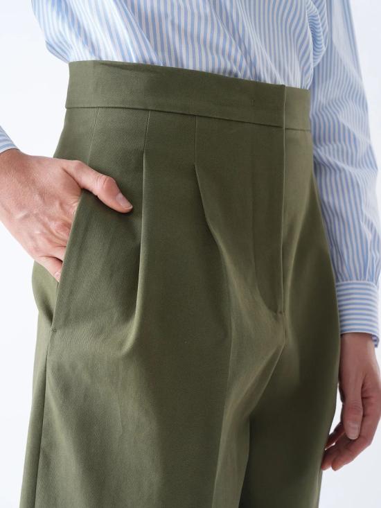 25FW 막스마라 스트레이트 팬츠 2525136112650002 Green - MAX MARA